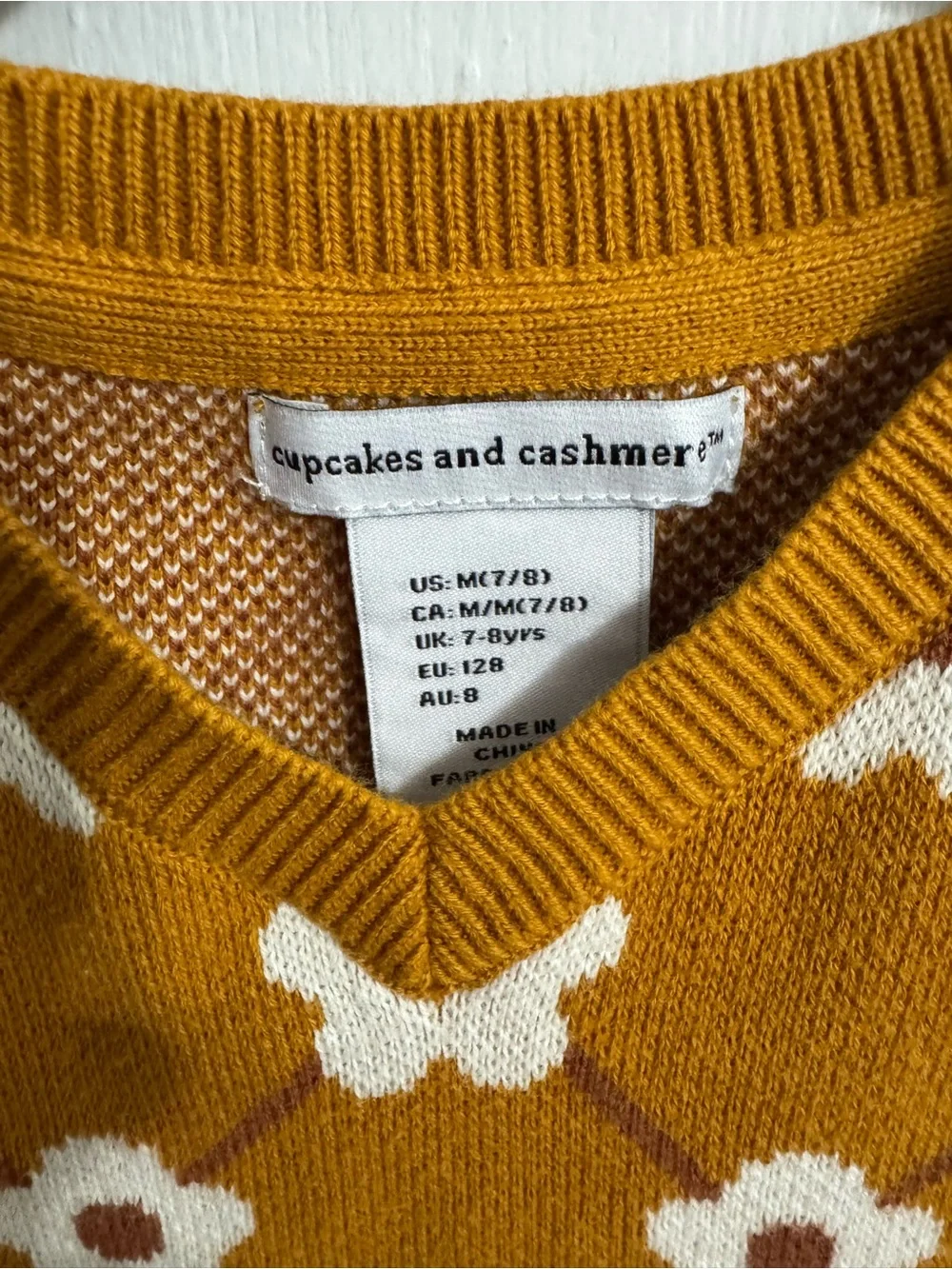 Mustard Floral Knit Two-Piece Set Skirt and Vest Combo